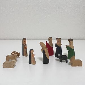 Vintage Lillian Vernon Wood Nativity 11 Replacement Pieces Folk Art